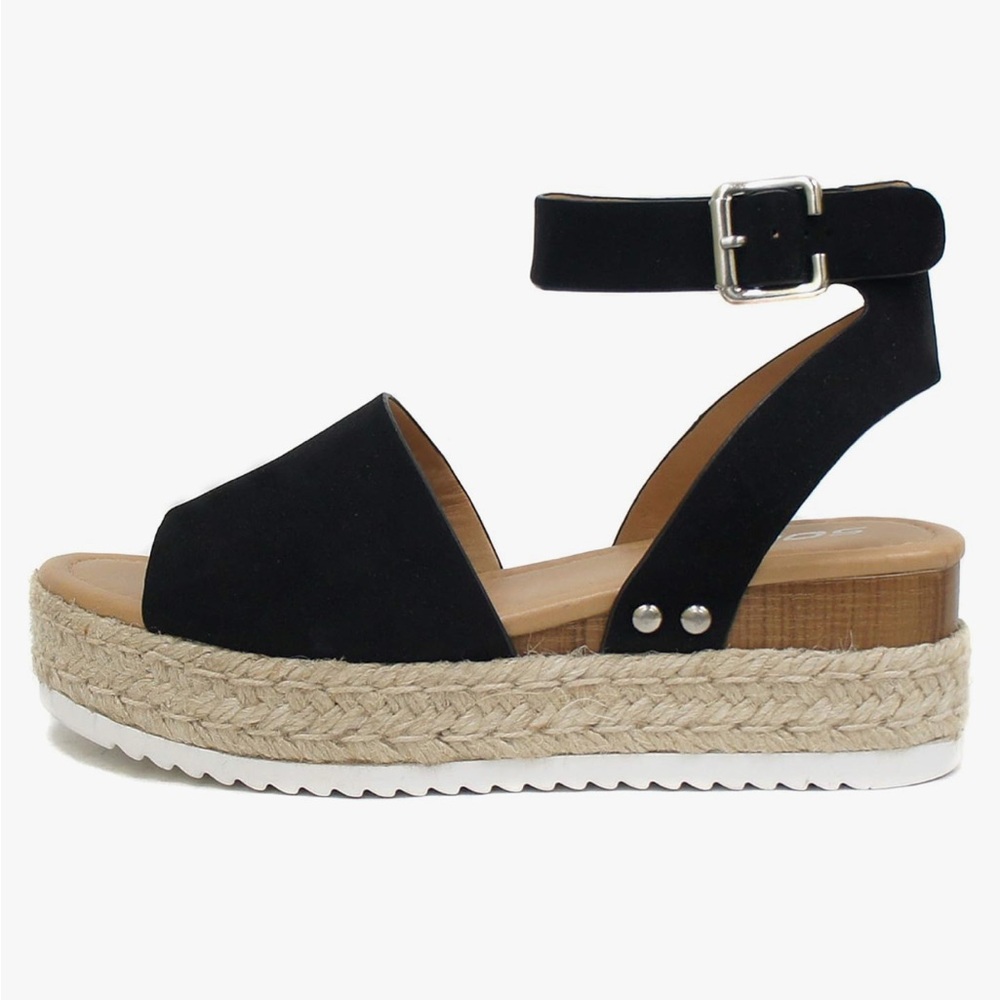 Black Espadrille Platform Sandals